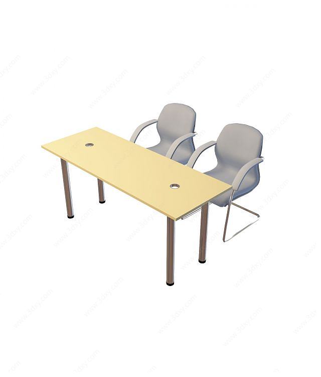 简约培训桌椅3D模型