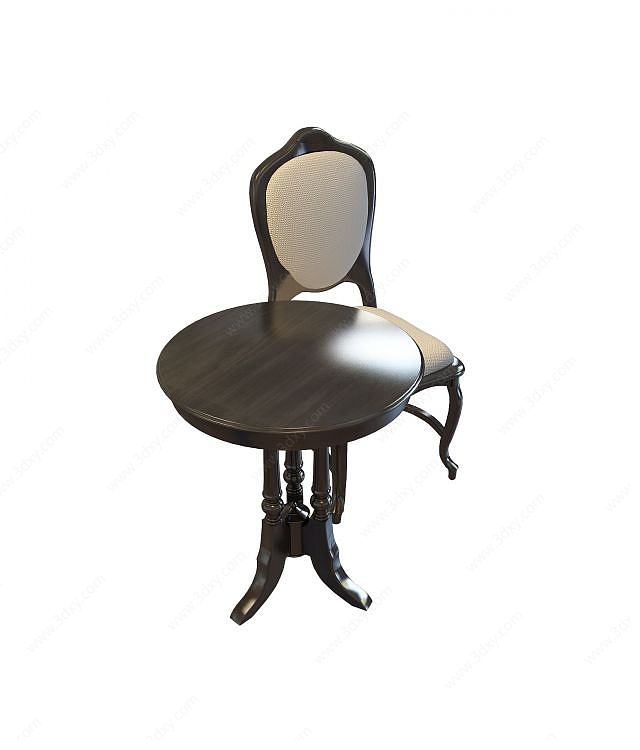 单人桌椅组合3D模型
