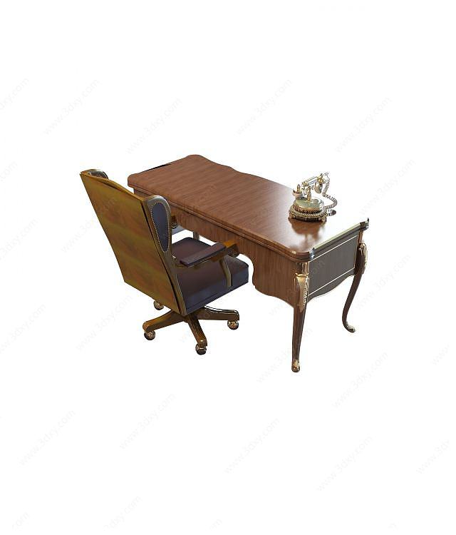 欧式豪华桌椅组合3D模型