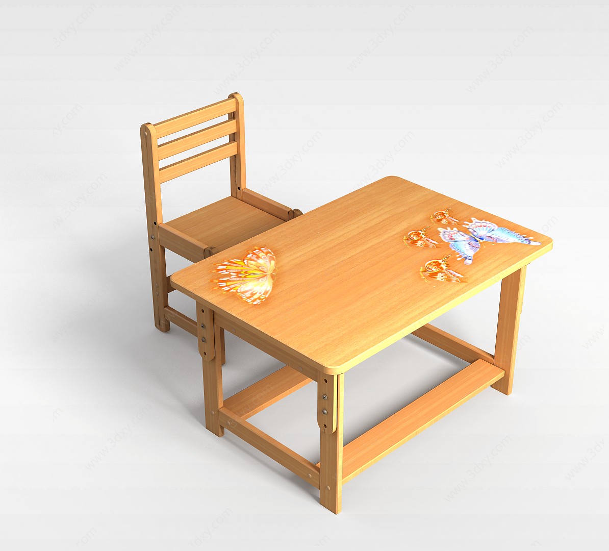 田园风桌椅组合3D模型