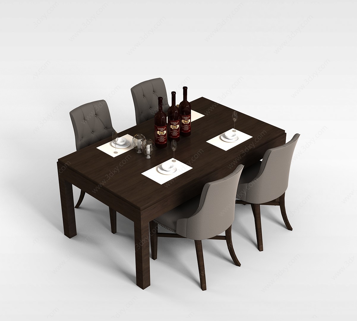 客厅桌椅组合3D模型