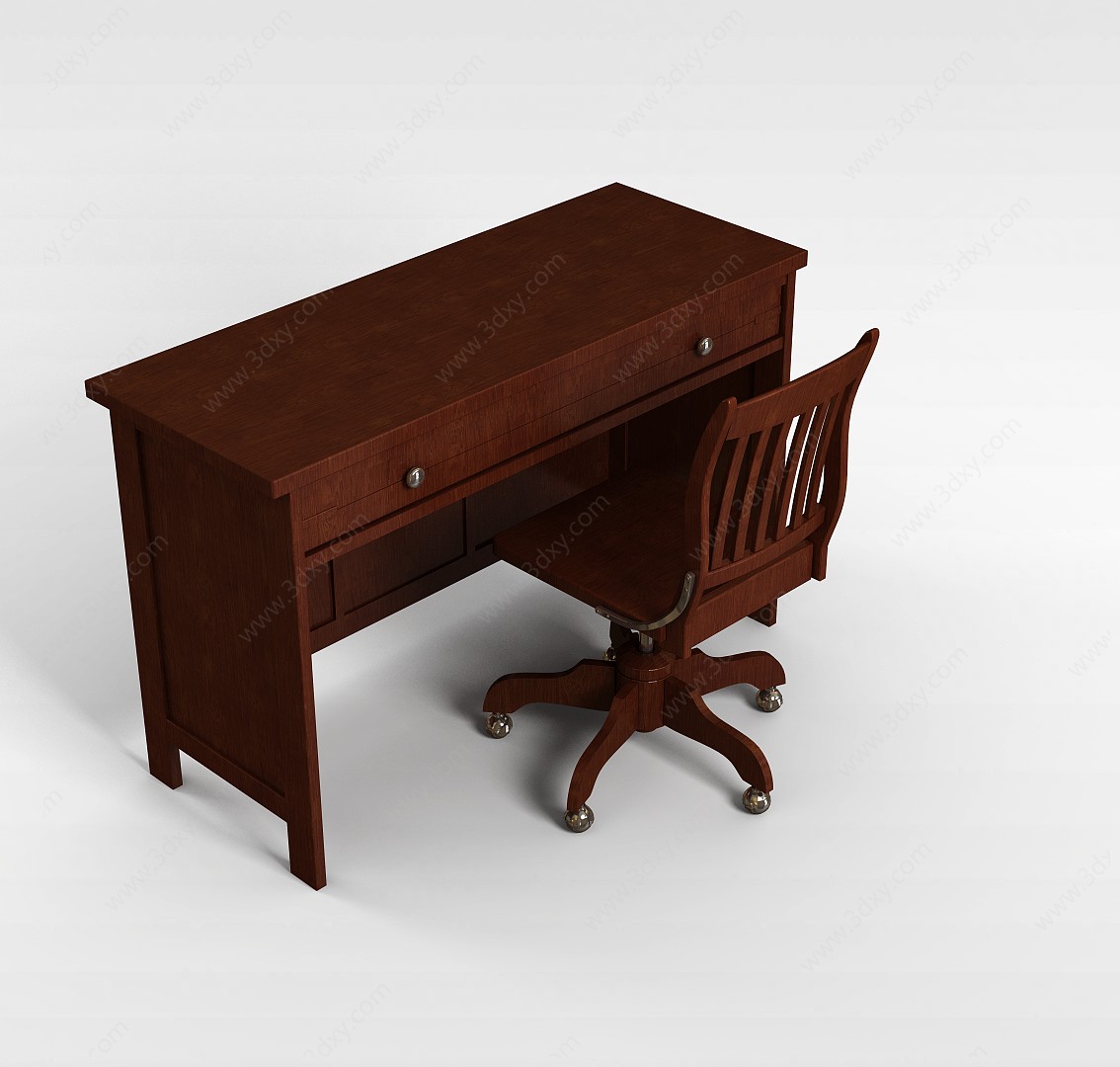 古典书房桌椅3D模型