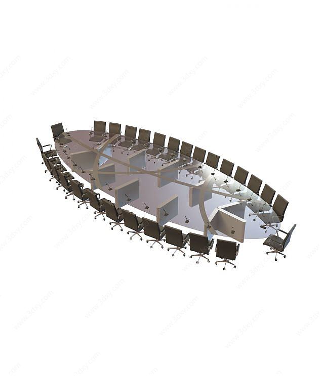 豪华会议桌椅3D模型