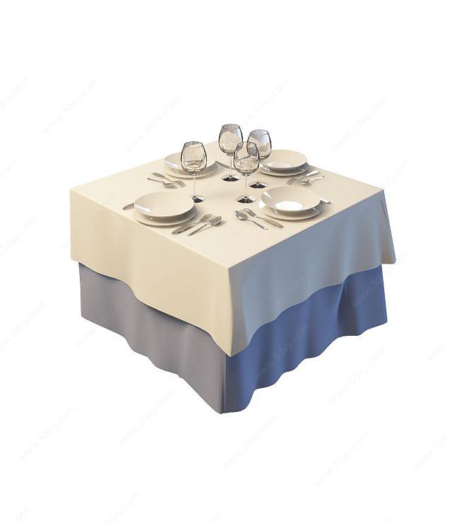 方形餐桌3D模型