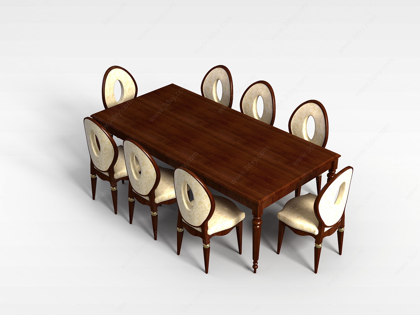 欧式多人桌椅3D模型