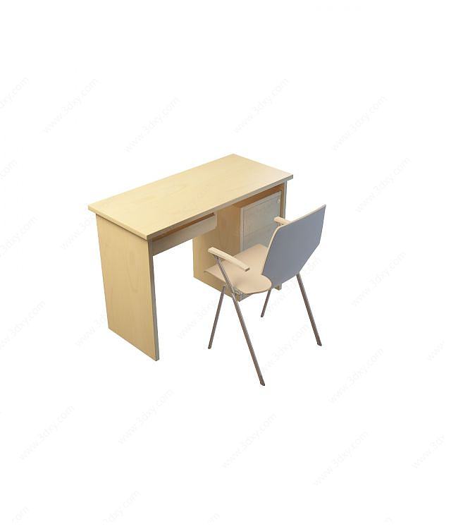 学生卧室桌椅3D模型