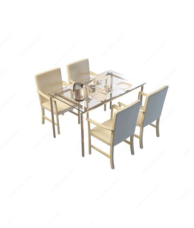 客厅时尚餐桌椅3D模型