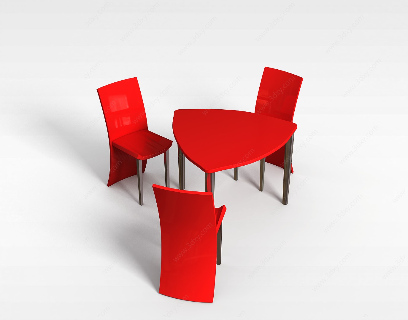 塑料桌椅组合3D模型