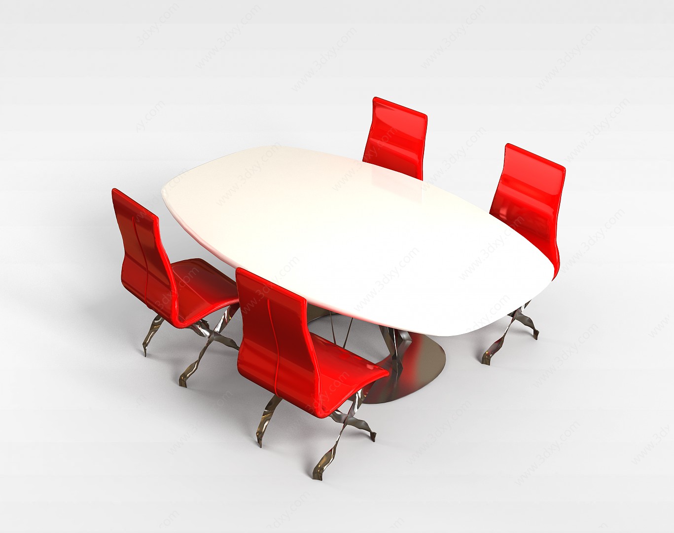 现代培训桌椅3D模型