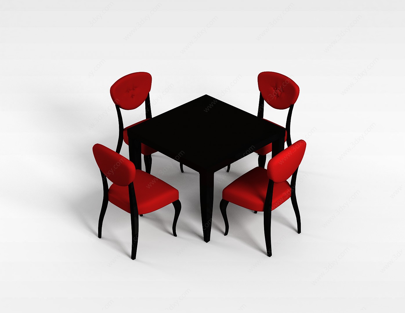 客厅方形桌椅3D模型