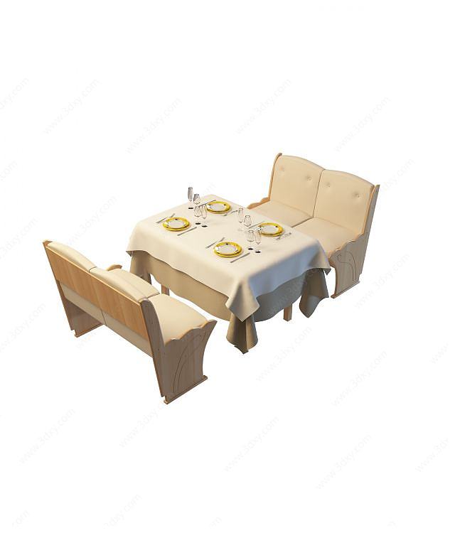 主题餐厅桌椅3D模型