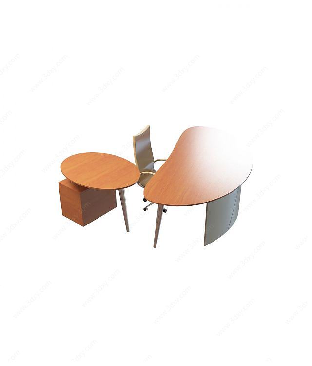 半圆桌椅组合3D模型