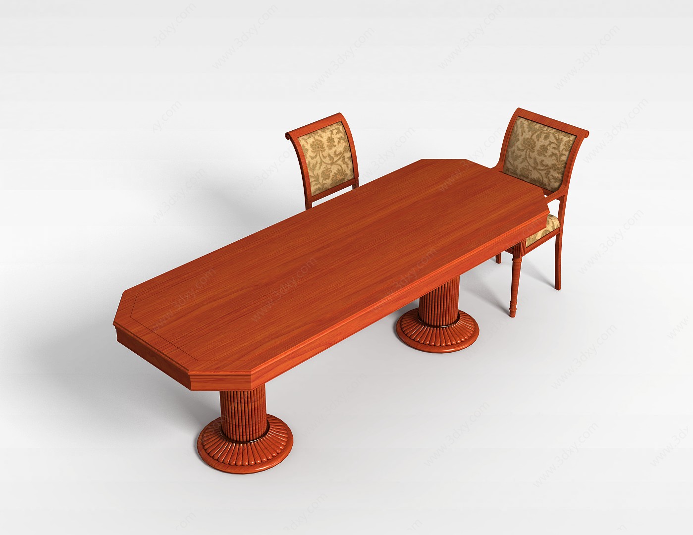 实木商务桌椅3D模型