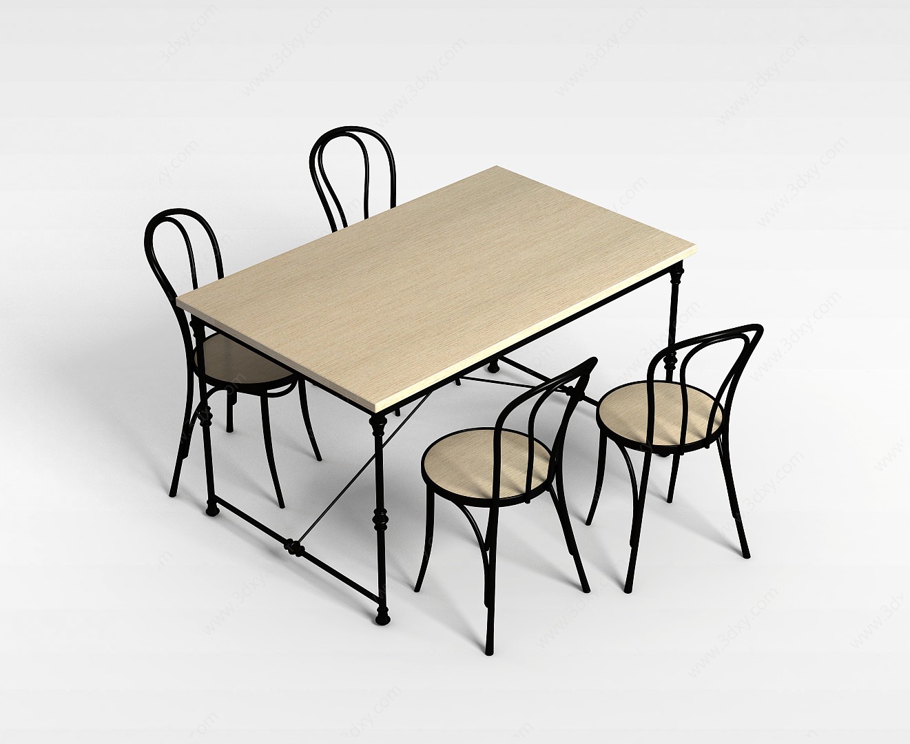 铁艺桌椅组合3D模型