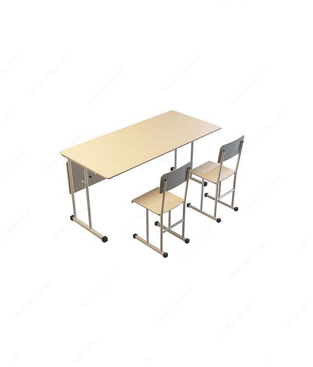 简约课桌椅3D模型