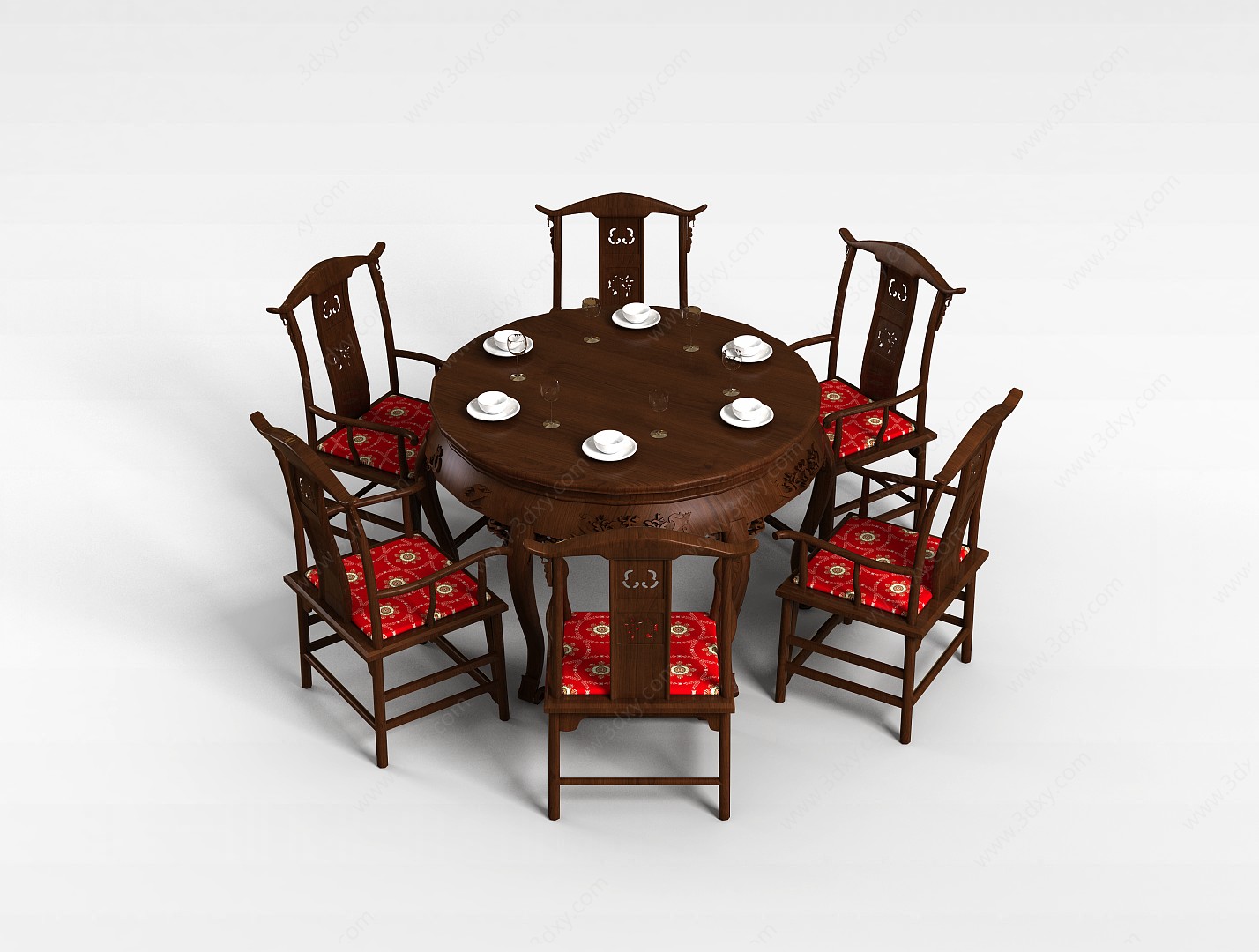 中式古典桌椅3D模型