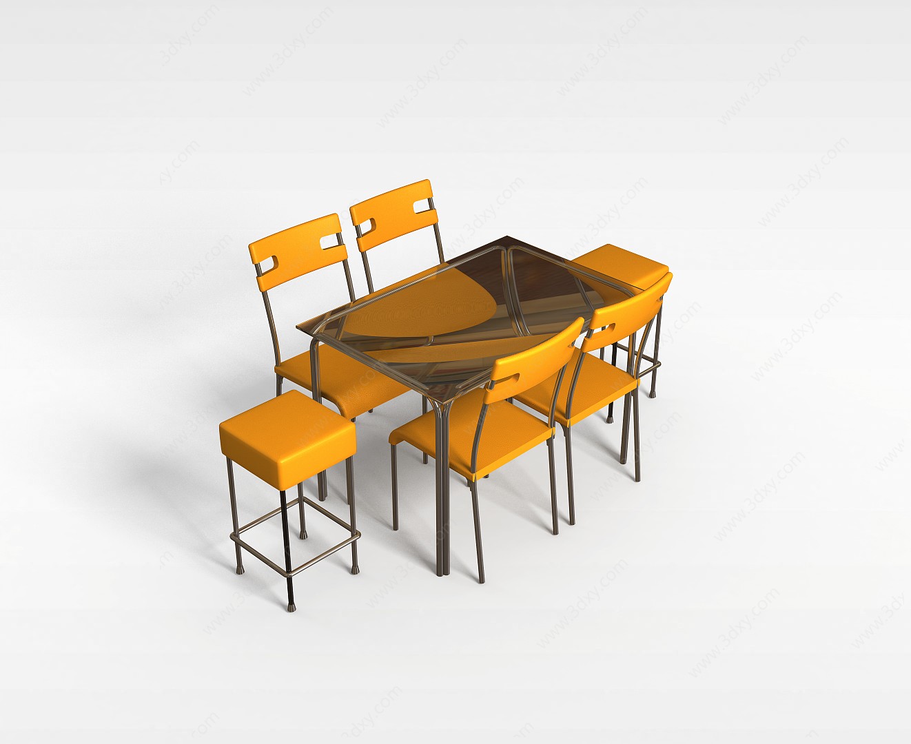 现代桌椅组合3D模型