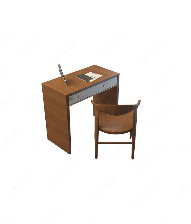 简约书房桌椅3D模型