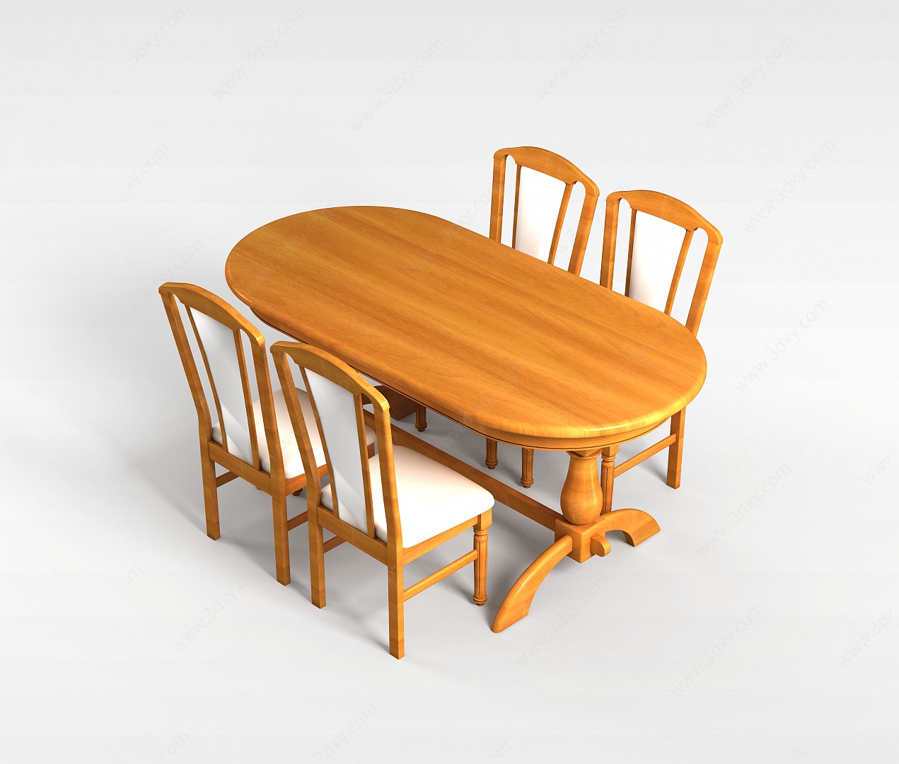 简约实木桌椅3D模型