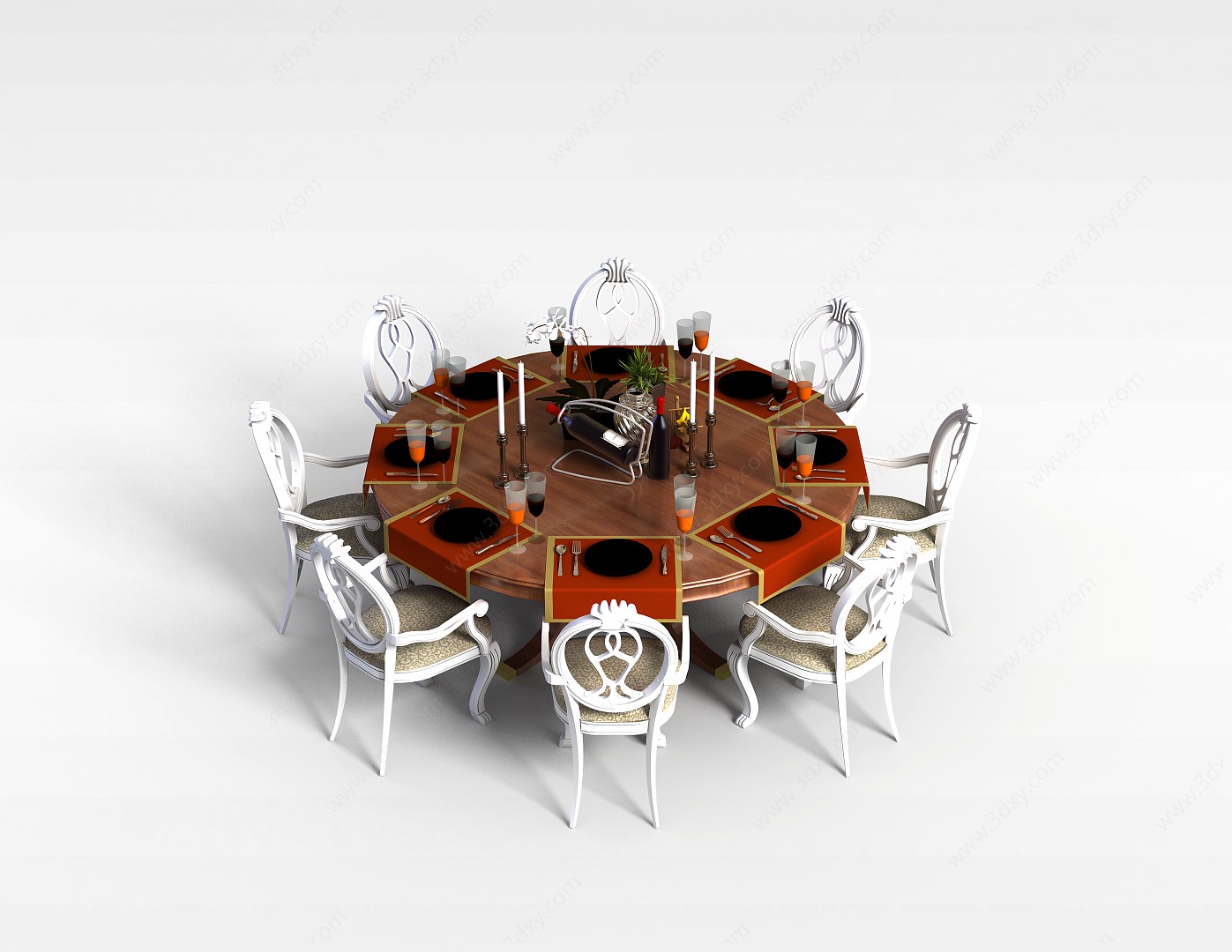 奢华餐桌椅3D模型