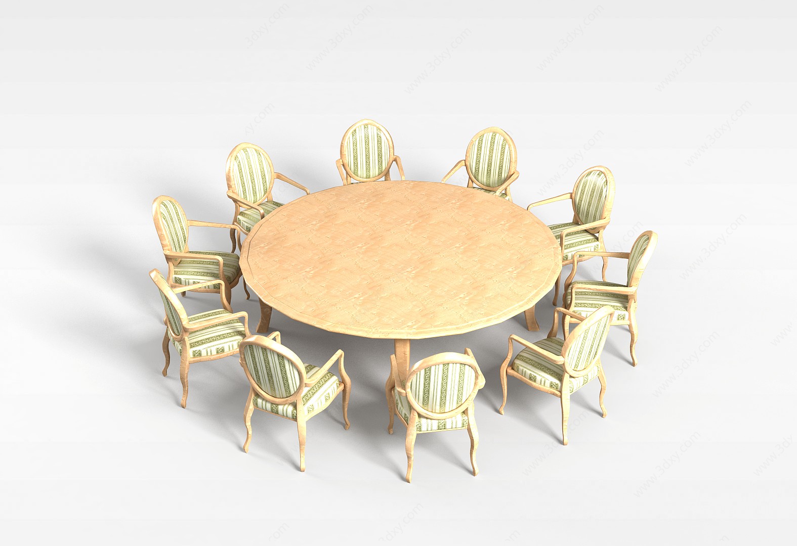 大型桌椅组合3D模型