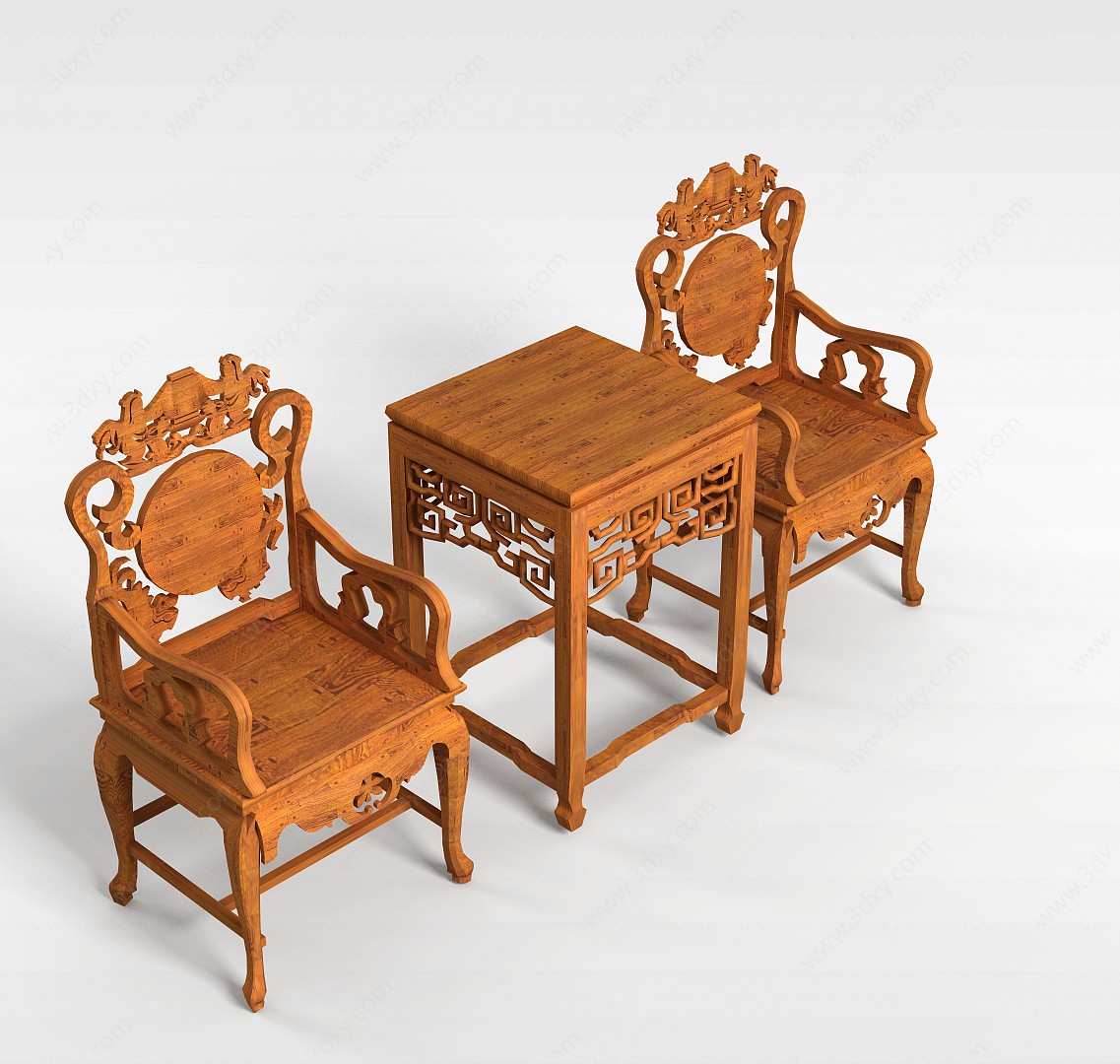 中式中堂桌椅3D模型