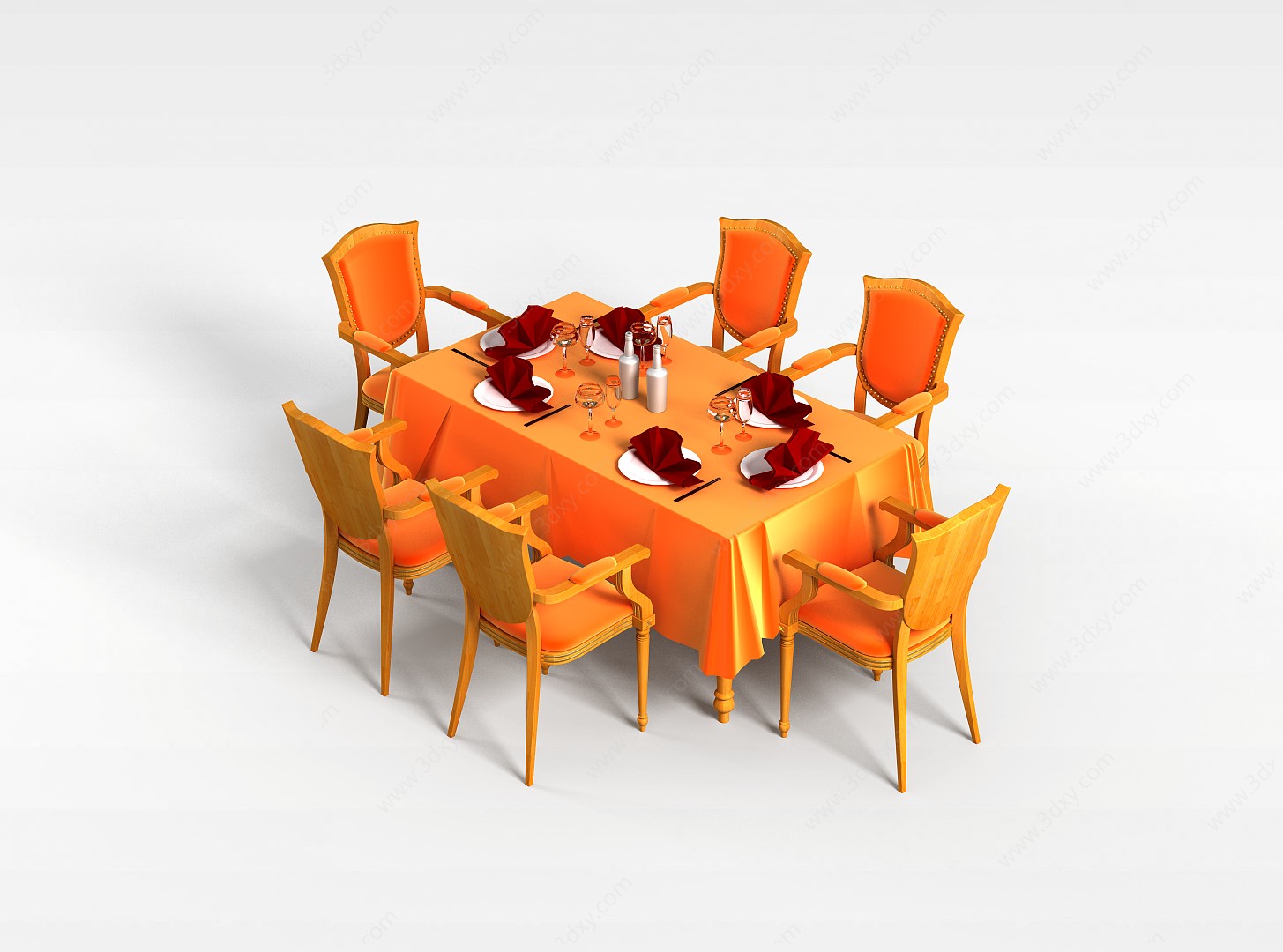 饭店就餐桌椅3D模型