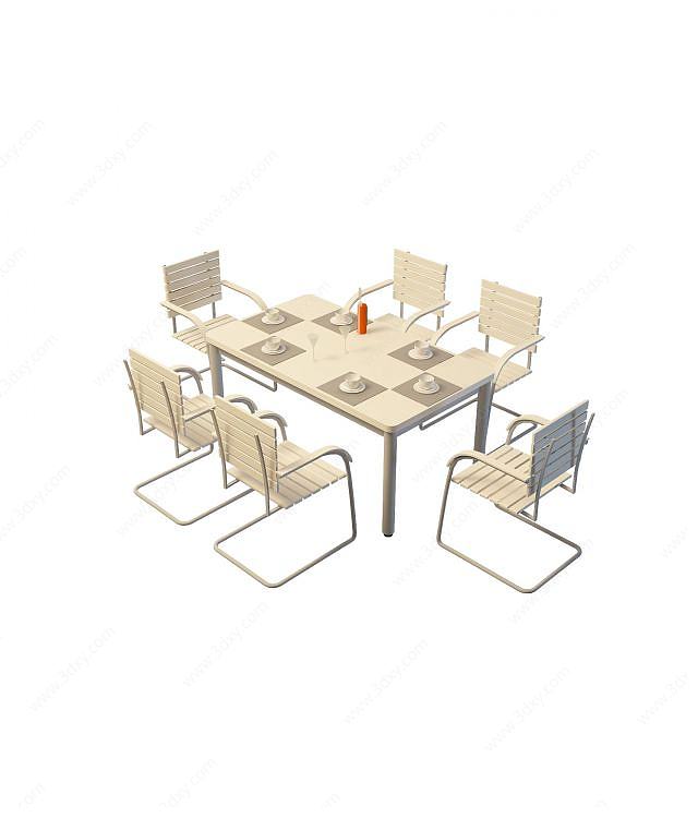 白色餐桌3D模型