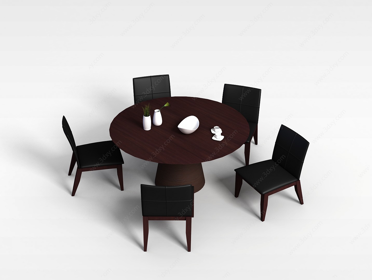圆形桌椅组合3D模型