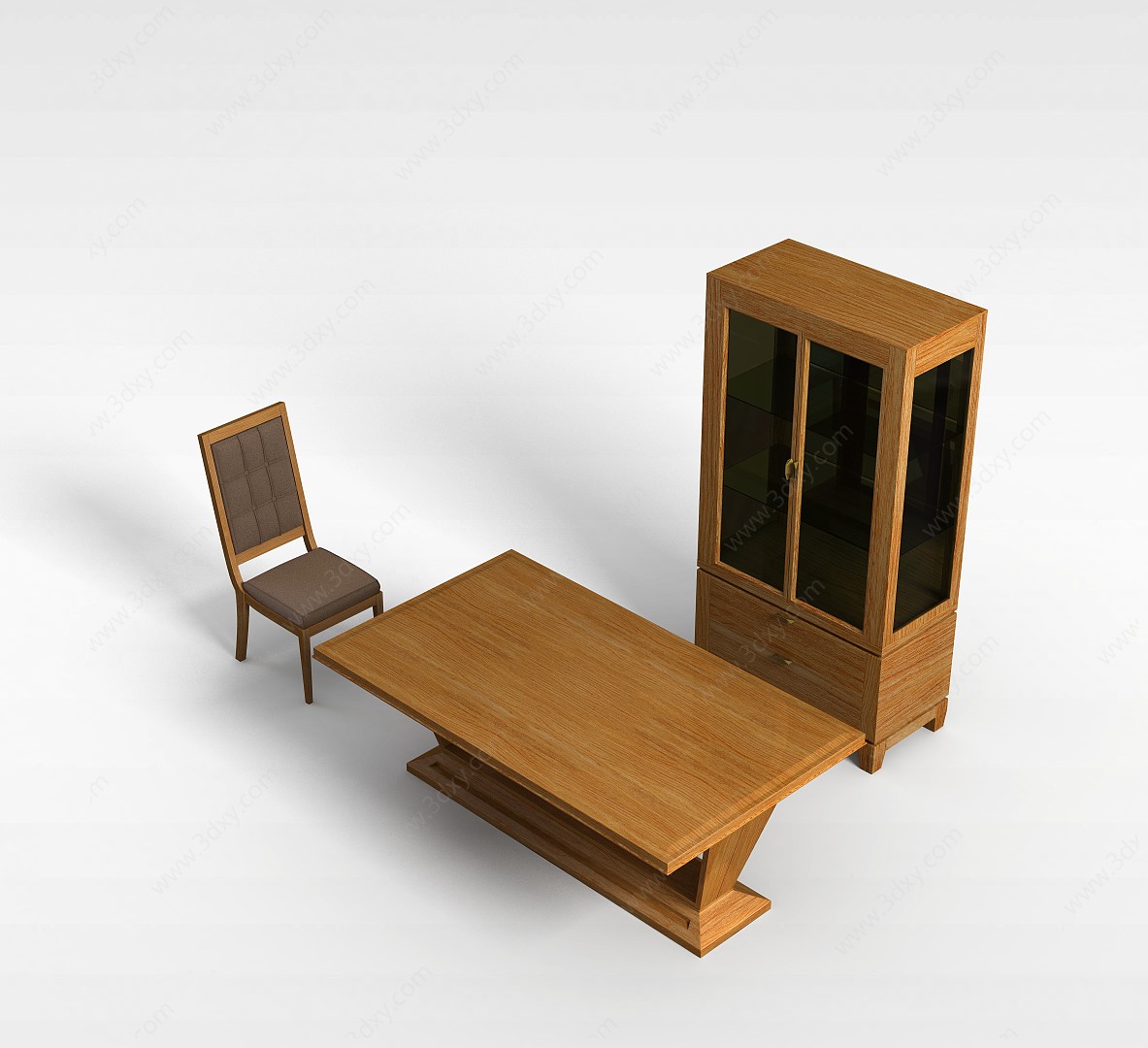 书房桌椅组合3D模型