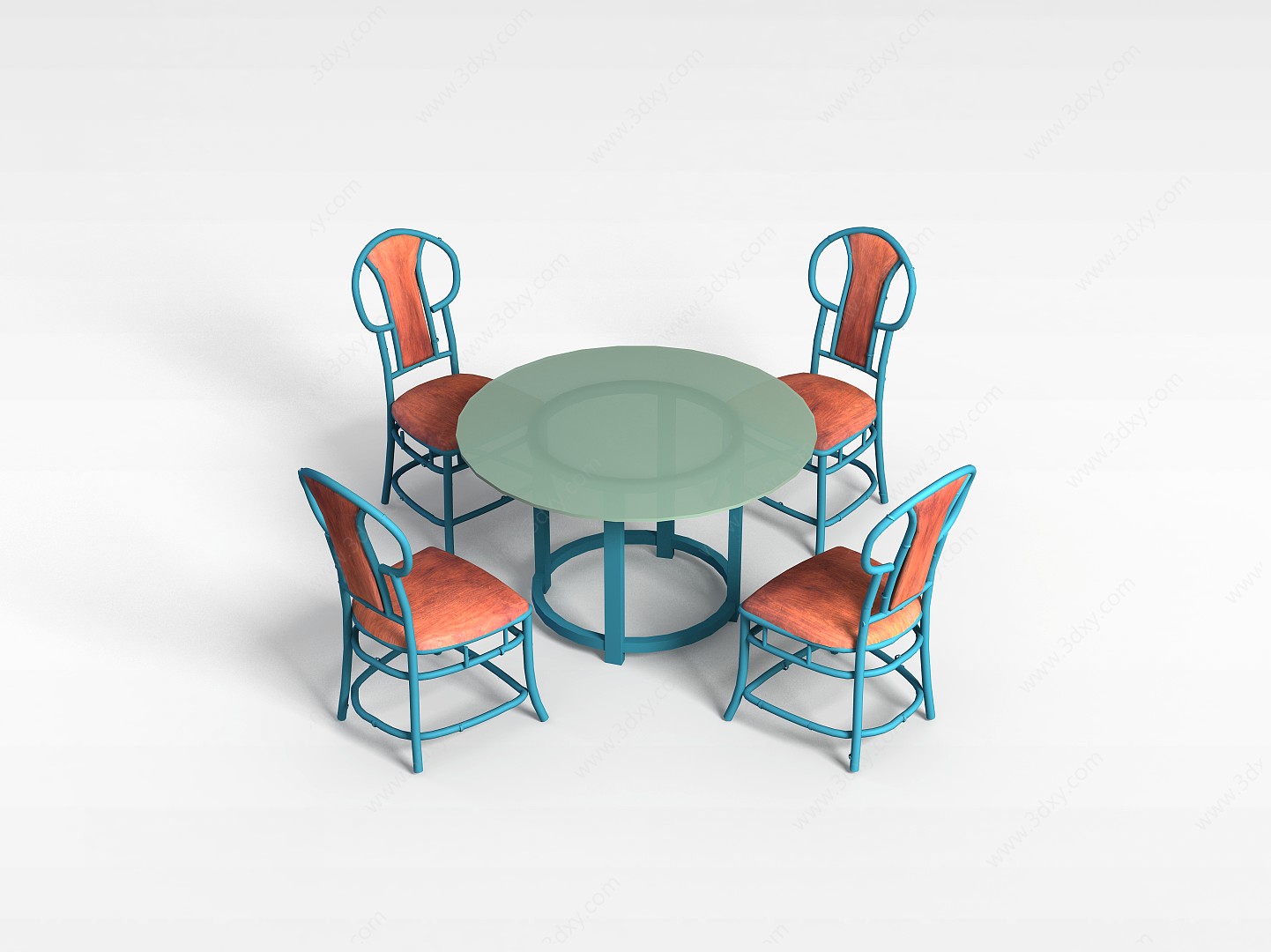 圆形餐桌椅组合3D模型