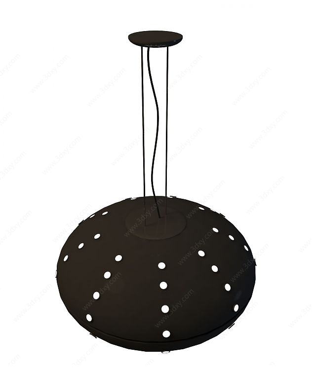 黑色球形吊灯3D模型