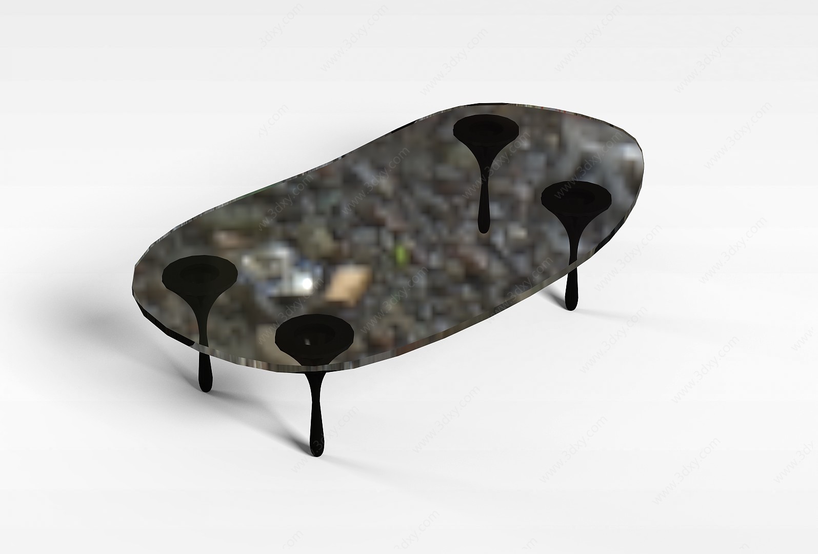 玻璃台面椭圆桌3D模型
