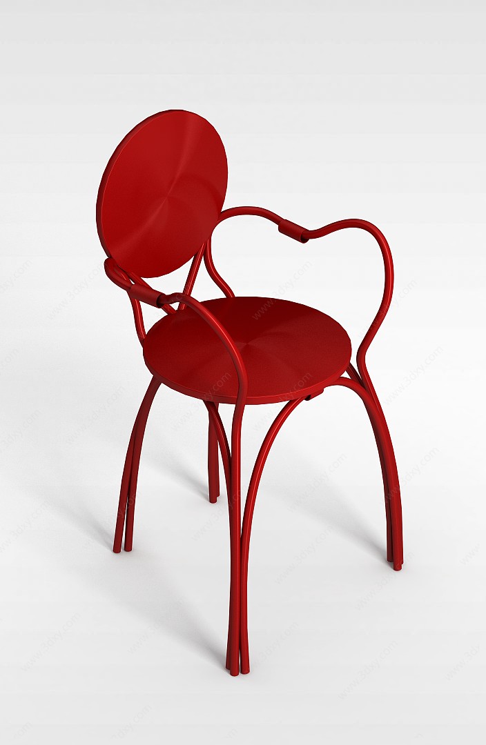 红色铁艺椅子3D模型