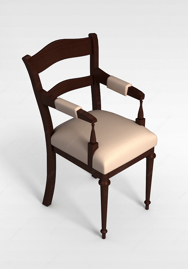 中式实木书房椅3D模型