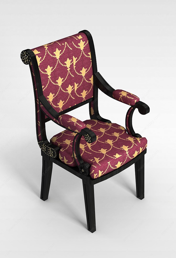 古典布艺扶手椅3D模型