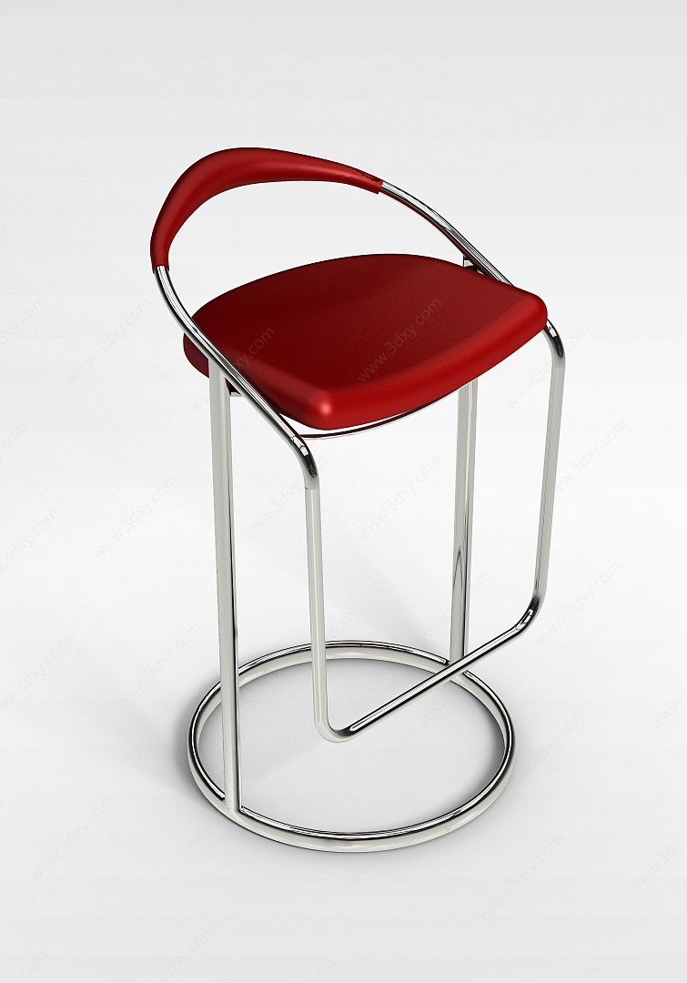 铁艺皮座吧椅3D模型