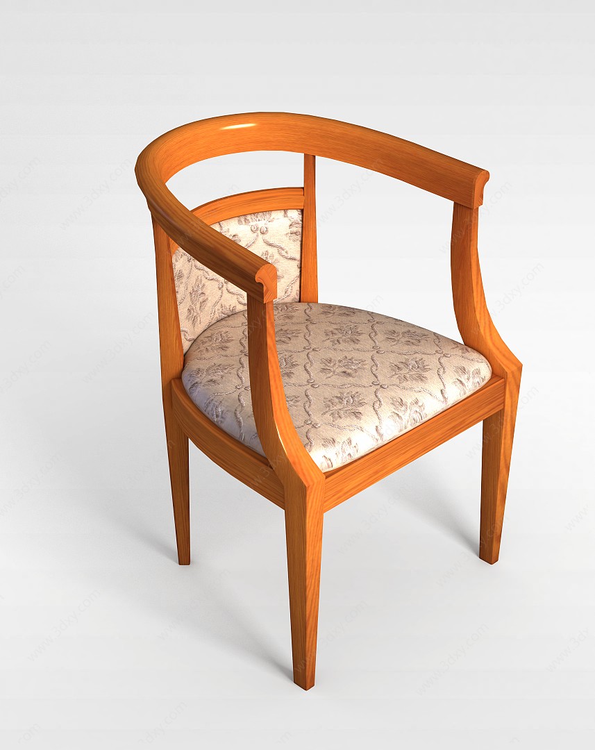 中式布艺印花客厅椅3D模型