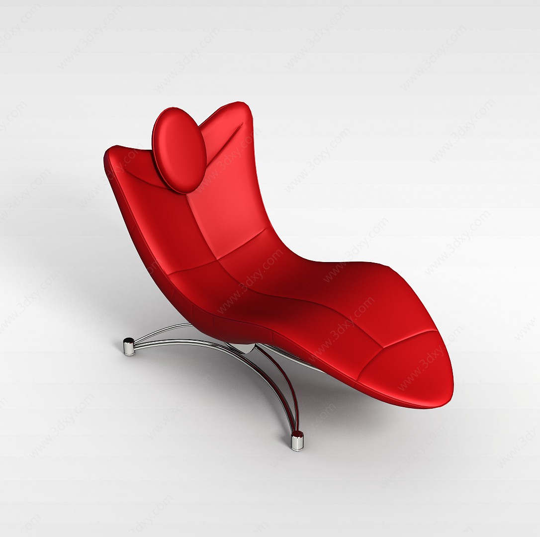 红色皮艺躺椅3D模型