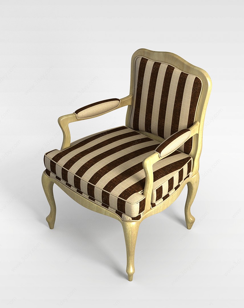 条纹布艺沙发椅3D模型