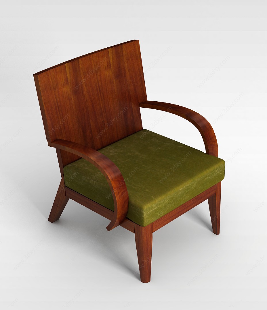 中式实木软座椅3D模型