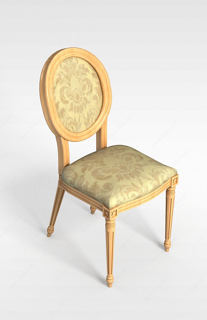 欧式布艺餐椅3D模型