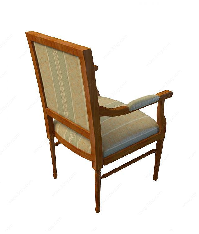 中式布艺条纹椅3D模型