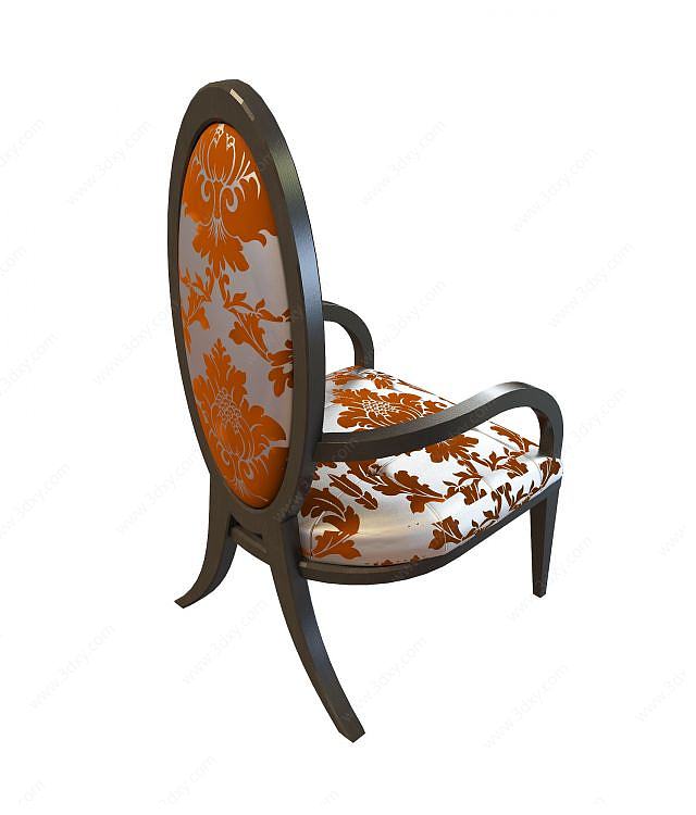实木印花布艺椅3D模型