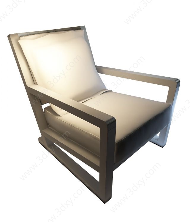 实木布艺沙发椅3D模型