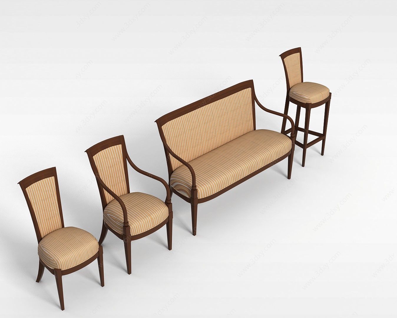 布艺沙发椅组合3D模型