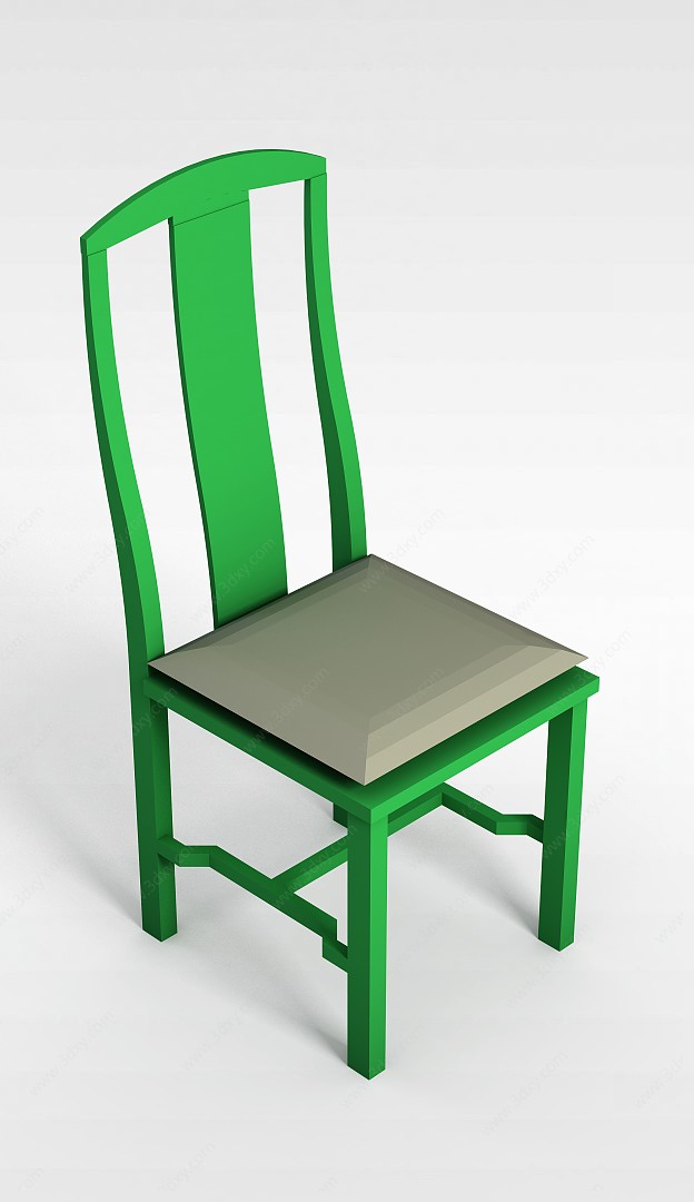 绿色实木餐椅3D模型