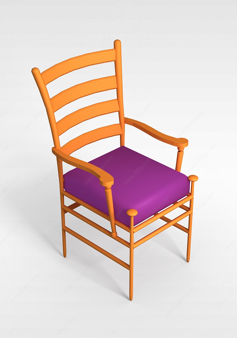 实木扶手椅3D模型