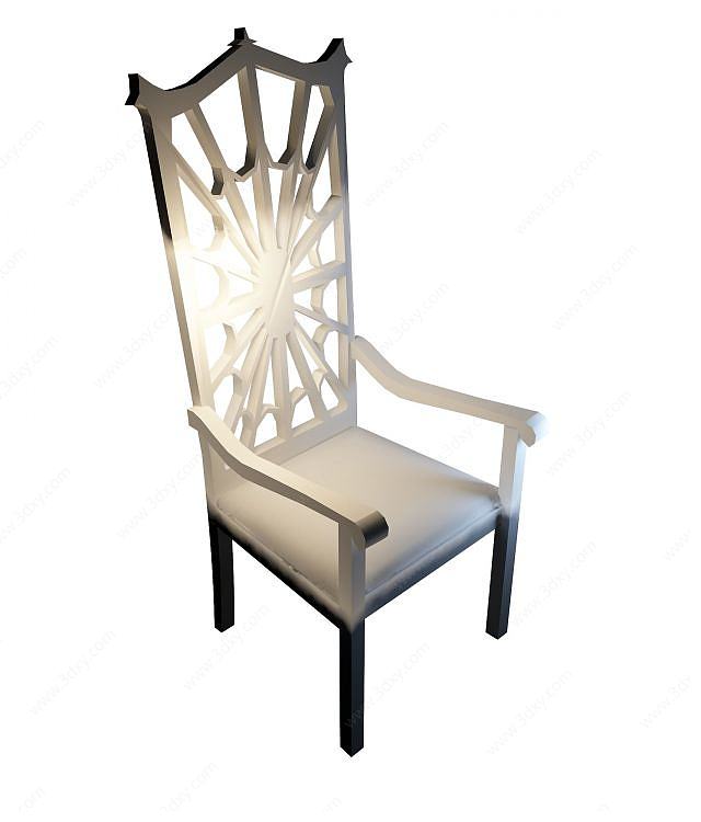中式高背餐椅3D模型