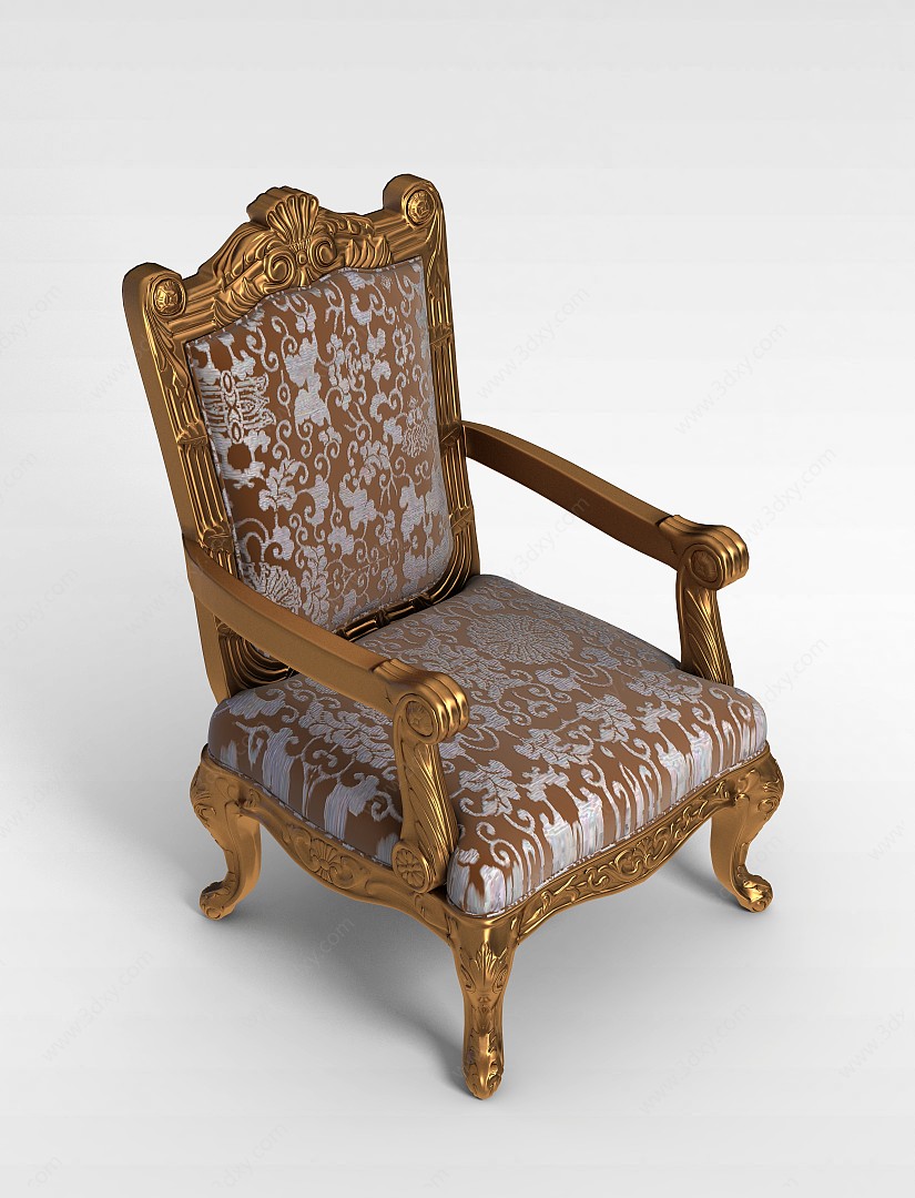 欧式古典雕花沙发椅3D模型